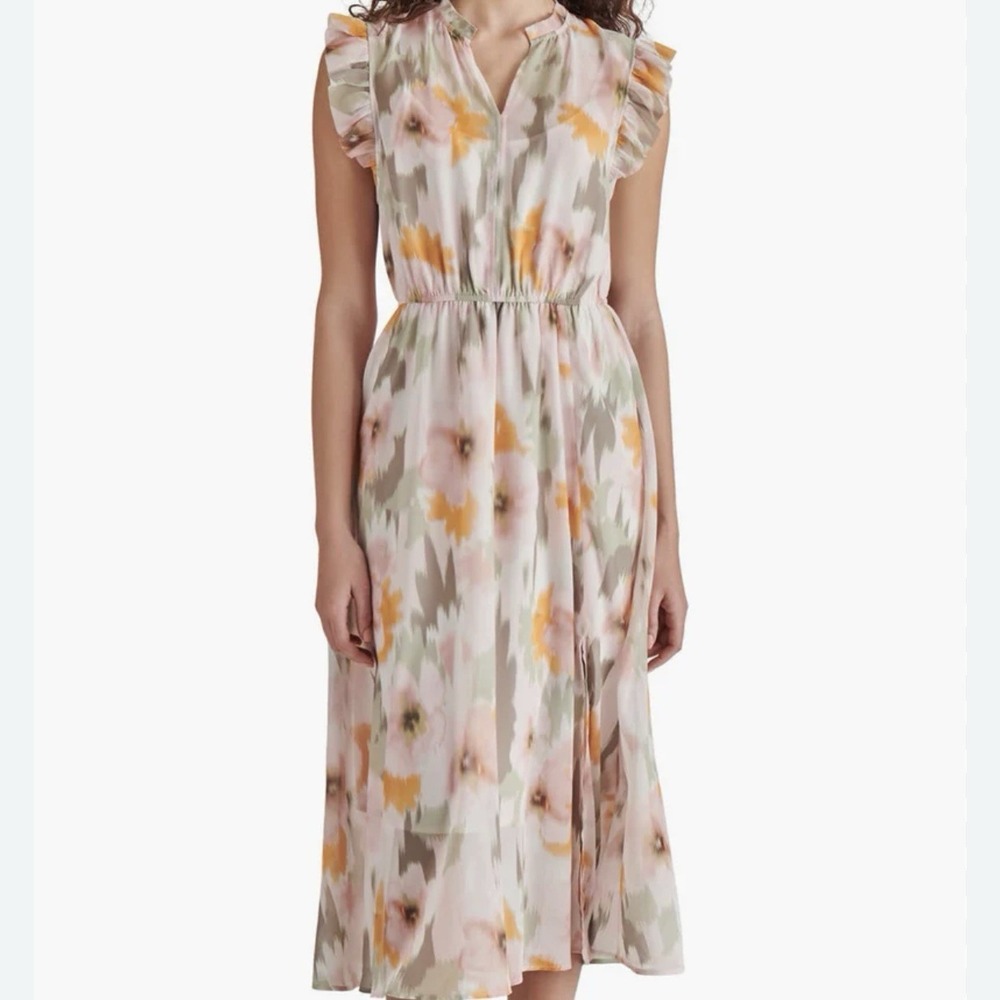 Steve Madden Dress floral boho prairie Medium Pink Cottagecore Whimsy Ruffle Y2K